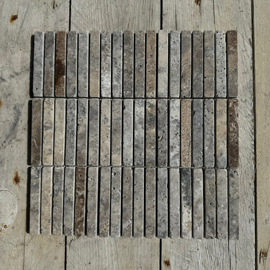 Ash Travertine Tumbled Finger Mosaic