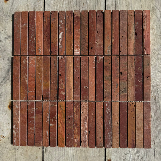 Scarlet Travertine Finger Mosaic