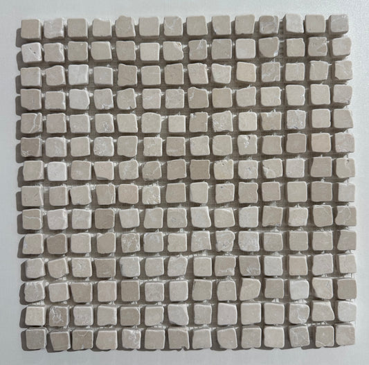 Roman Handcut Crema Marfil Tumbled Mosaic 305x305