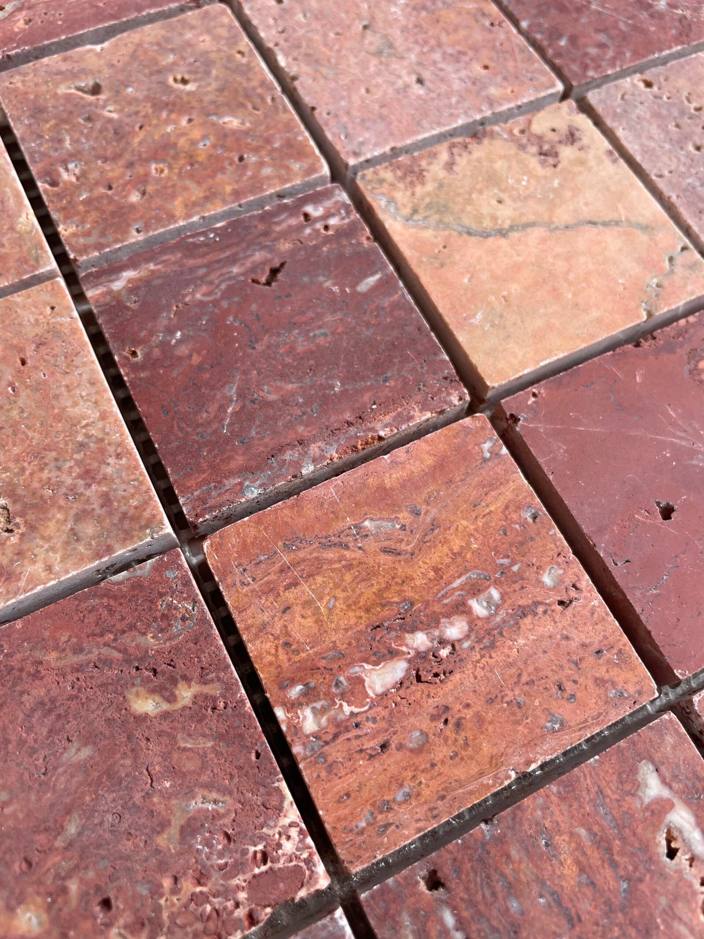 Scarlet Travertine Square Mosaic